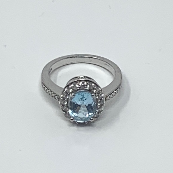 Sterling Aquamarine Ring Size 7 - Picture 6 of 6